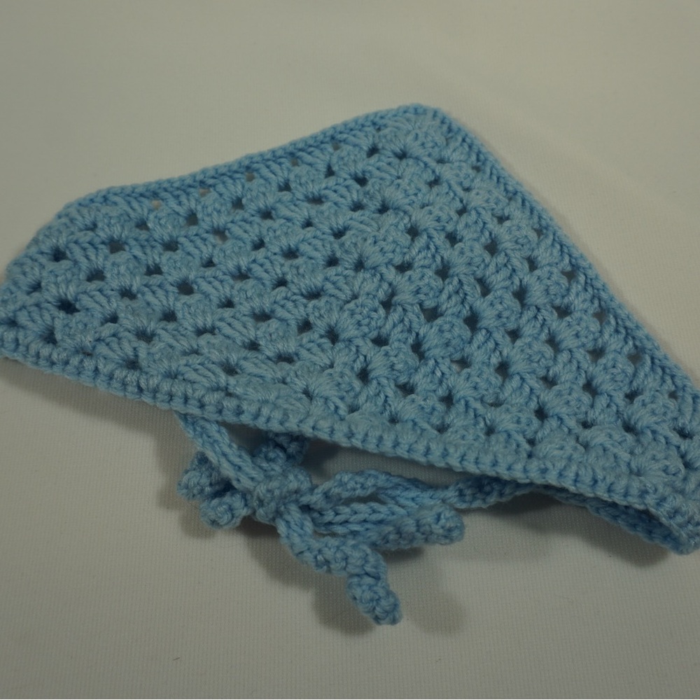 Handmade Light Blue Crocheted Bandana